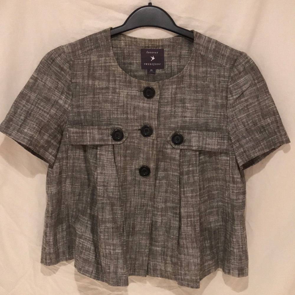 Forever 21 linen grey pleated top